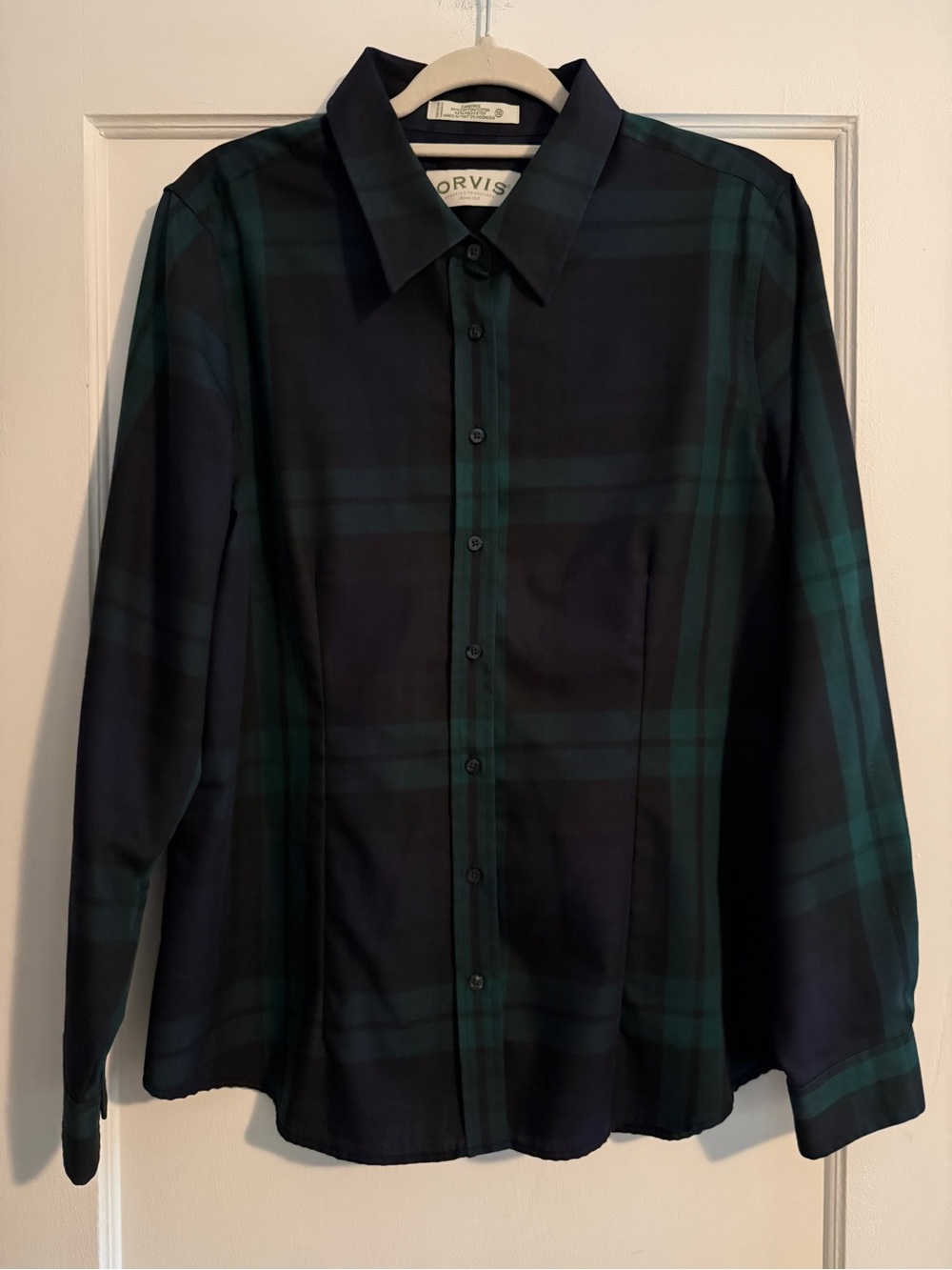 Orvis Cotton Blend Plaid Cabincore Eclectic Grandpa Shirt Blue Green Size 16